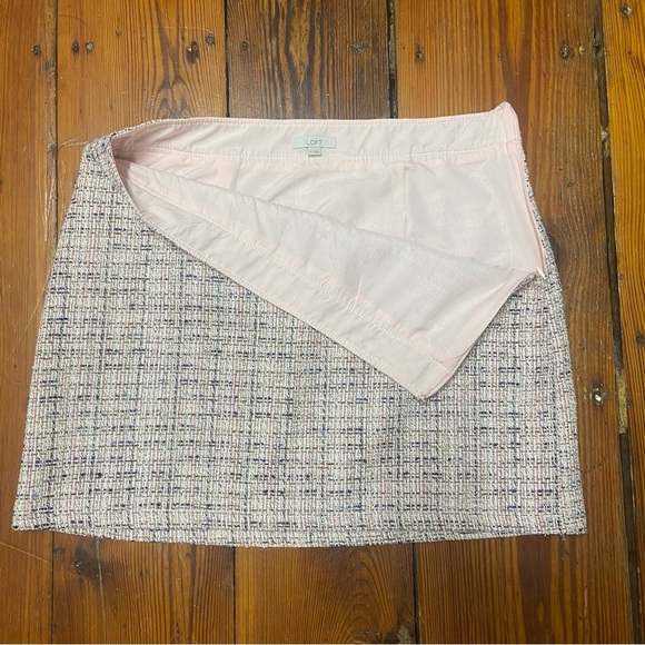Ann Taylor LOFT Tweed Pencil Skirt Size 14 Pink Blue Metallic Lined Career Work - Picture 4 of 7